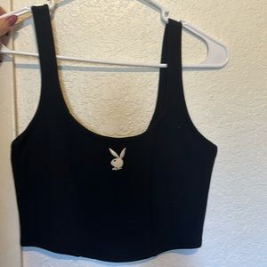 Playboy crop top, zips in the back